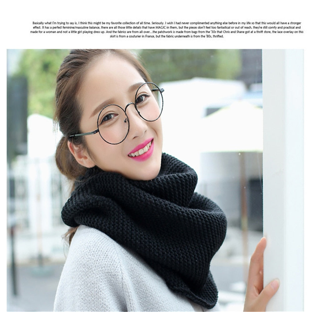 Winter new han edition scarves knitting wool collar woman with thick warm pure color 2 trap head scarf CN009 - Executive-Skincare