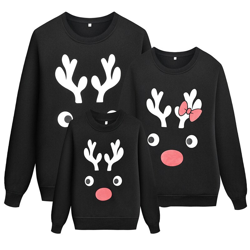 SAILEROAD New Family Matching Children Clothing Christmas Sweaters Deer Print Family Parent-child Suit Printing Cotton Sweater - Executive-Skincare