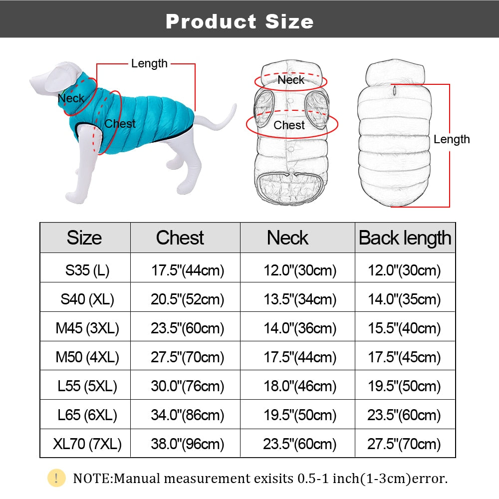 Warm Winter Dog Clothes Vest Reversible Dogs Jacket Coat 3 Layer Thick Pet Clothing Waterproof Outfit for Small Large Dogs - Executive-Skincare