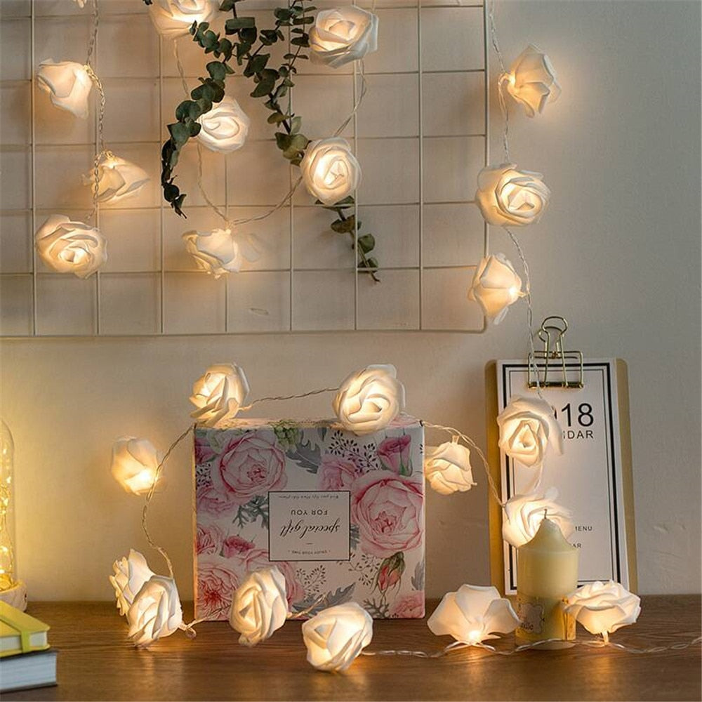 USB/Battery Operated 10/20/40 LED Rose Flower String Lights Artificial Flower Bouquet Garland for Valentine&#39;s Day Wedding Party - Executive-Skincare