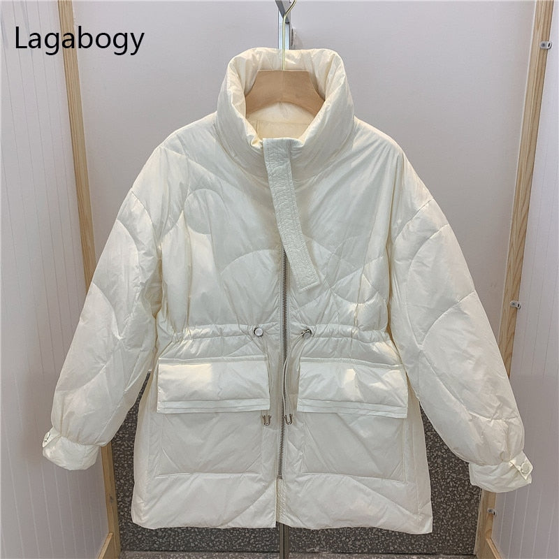 Lagabogy 2022 Winter Coat Women 90%White Duck Down Parka Female Lightweight Batwing Long Sleeve Puffer Jacket Loose Warm Outwear - Executive-Skincare