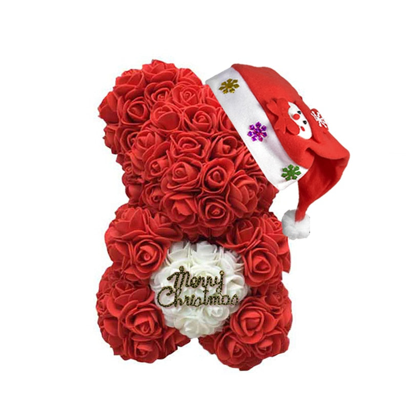 Christmas Gift for Kids&amp;women Artificial PE Rose Teddy Bear of Roses with Crown Valentine&#39;s Day Wedding Love Xmas Gifts for Girl - Executive-Skincare