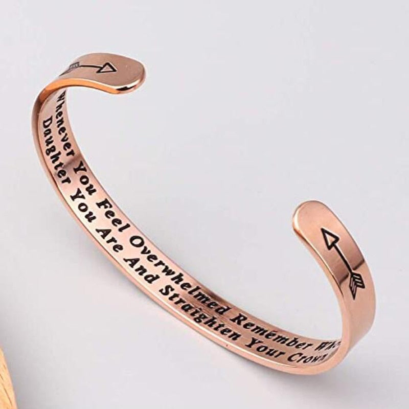 Whenever You Feel Overwhelmed Remember Whose Straighten Your Crown Bracelet, Engraved Inspirational Bangle Gift for Mom Daughter - Executive-Skincare