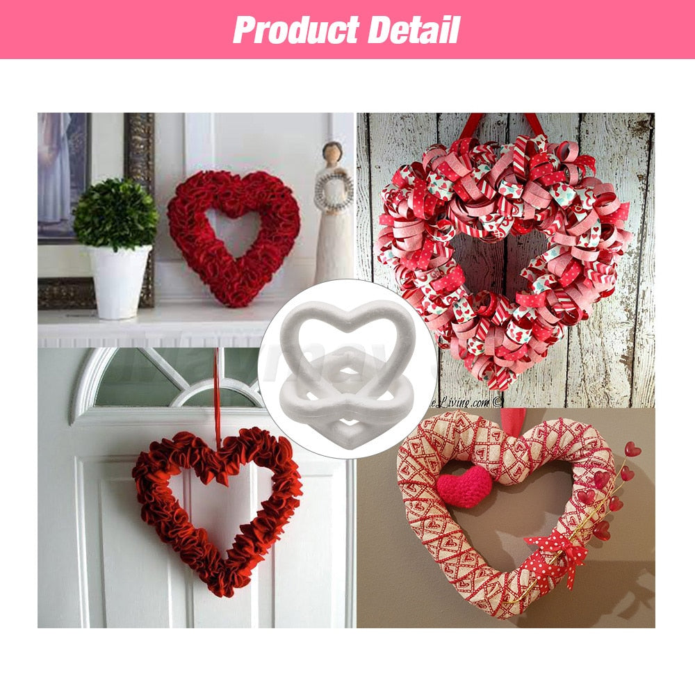 Polystyrene Styrofoam Heart Modelling Foam Hollow Heart Ring For Valentine Christmas Wedding Party DIY Craft Decoration Supplies - Executive-Skincare