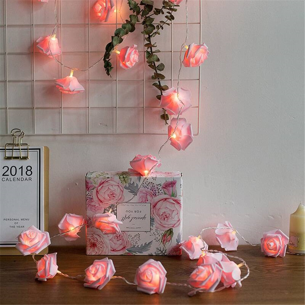 USB/Battery Operated 10/20/40 LED Rose Flower String Lights Artificial Flower Bouquet Garland for Valentine&#39;s Day Wedding Party - Executive-Skincare