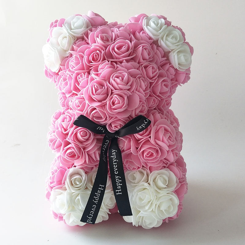 25 cm high Valentine&#39;s Day teddy bears 3.5 cm roses bear colors Holiday High-grade DIY gifts Christmas gift - Executive-Skincare