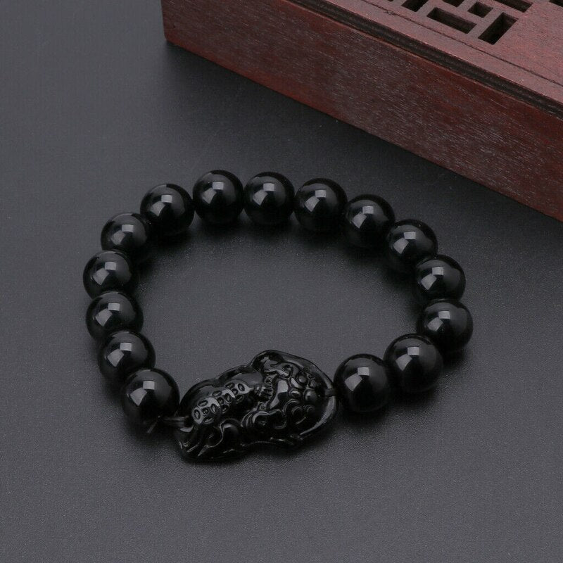 1pc Feng Shui  Pi Xiu Bracelet Attract Wealth and Good Luck Obsidian Stone Wealth Bracelet - Executive-Skincare