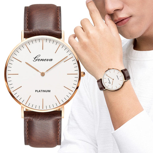 New Men&#39;s Watch Fashion Casual Ultra Thin Watches Simple Men Business Leather Quartz Wristwatch Clock Luxury Relogio Masculino - Executive-Skincare