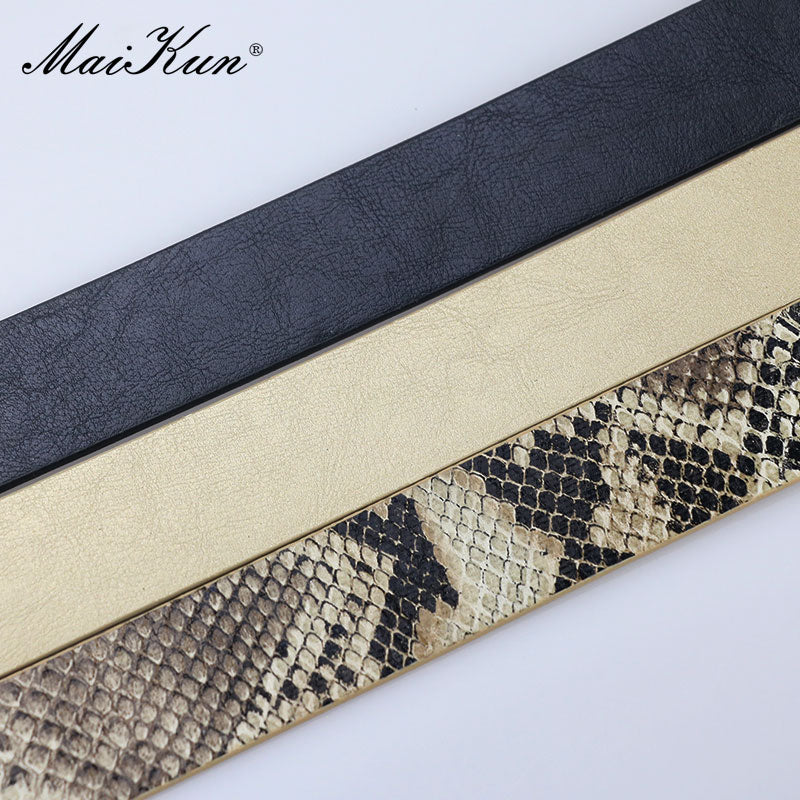 Maikun Belts for Women Snake Shape Pin Buckle Belt High Quality Leather Women Belt PU Waistband - Executive-Skincare