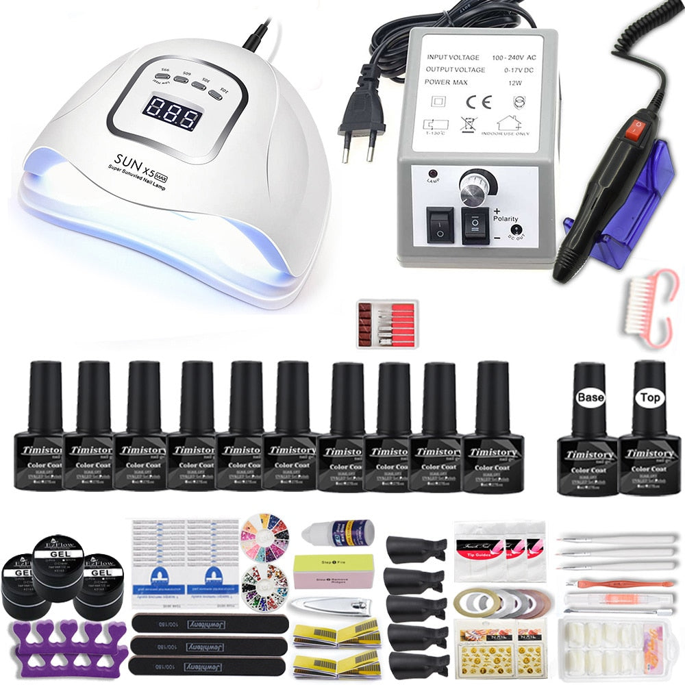 Nail Set for Nail 20 Kinds Nail Polish Kit with 20000RPM Nail drill Machine Nail lamp Acrylic Kit Nail Art Tools Nail Art Set - Executive-Skincare