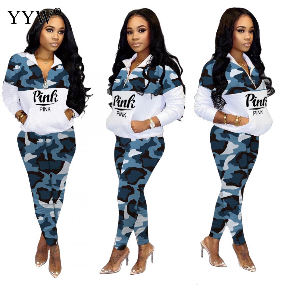 Spring Autumn Pink Letter Print Women Tracksuit Two Piece Sets Casual O Neck Long Sleeve Tops + Pants Outfits Set Sport Wear 3XL - Executive Quality Store