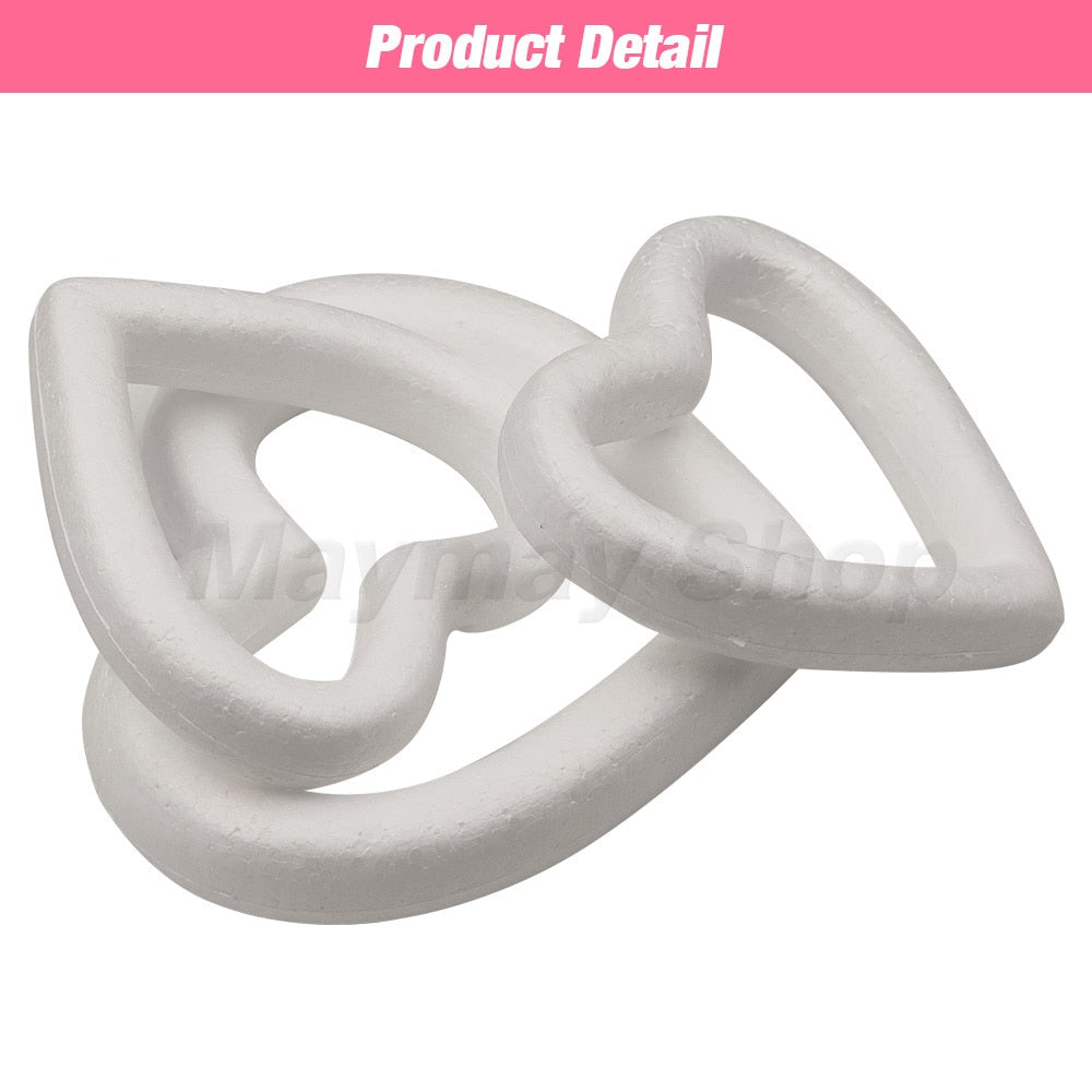 Polystyrene Styrofoam Heart Modelling Foam Hollow Heart Ring For Valentine Christmas Wedding Party DIY Craft Decoration Supplies - Executive-Skincare