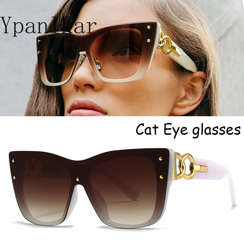 New Fashion Oversize Cat Eye Sunglasses Women Brand Designer Retro Sunglass Pilot Sun Glasses Female UV400 Lens Eyewears - Executive-Skincare