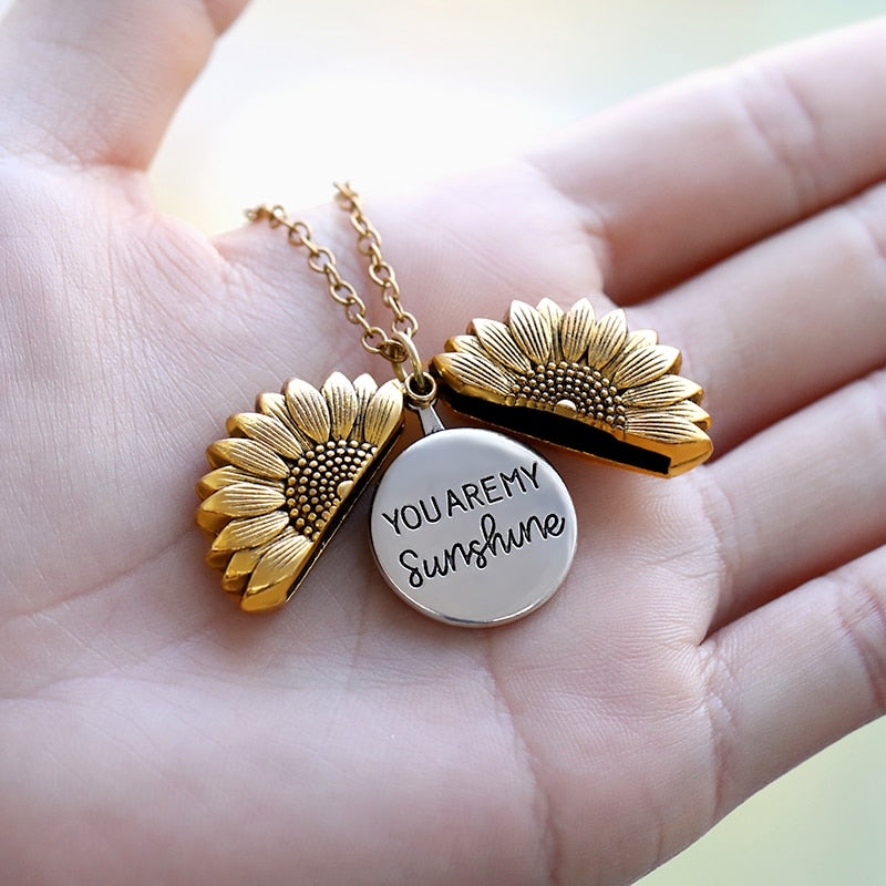 You Are My Sunshine Necklaces For Women Men Lover Gold Color Sunflower Necklace Pendant Jewelry Birthday Gift For Girlfriend Mom - Executive-Skincare