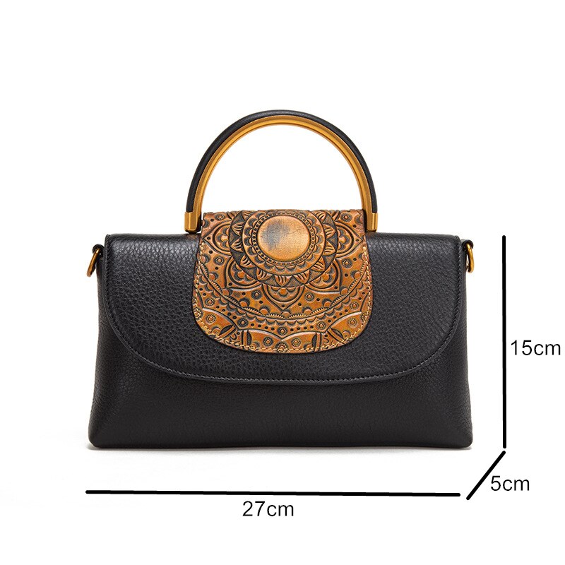 MOTAORA Vintage Women Bag Luxury Genuine Leather Shoulder Bags For Women Handmade Embossed Small Flap Bag Ladies Handbag Female - Executive-Skincare