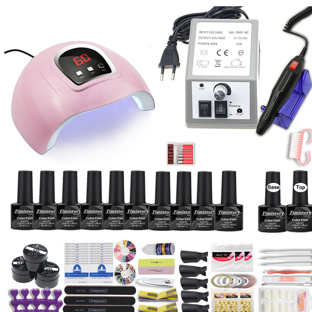 Nail Set for Nail 20 Kinds Nail Polish Kit with 20000RPM Nail drill Machine Nail lamp Acrylic Kit Nail Art Tools Nail Art Set - Executive-Skincare