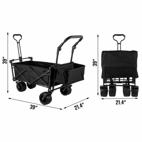 VEVOR 7In Wheel Folding Wagon Cart 220.5 Capacity W/ Adjustable Handle