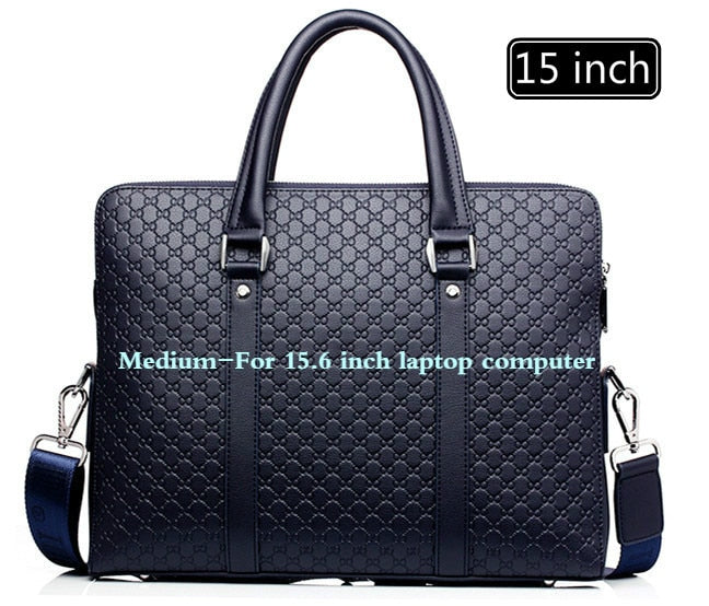 New Double Layers Men&#39;s Leather Business Briefcase Casual Man Shoulder Bag Messenger Bag Male Laptops Handbags Men Travel Bags - Executive-Skincare