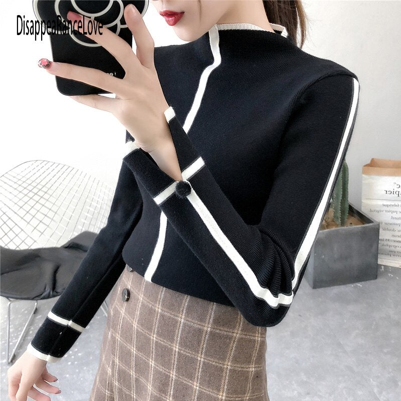 DisappeaRanceLove Women Turtleneck Pullover Sweater Soft Jumper Long Sleeve Autumn Winter 2022 Warm Thick Slim Fit Tops - Executive-Skincare