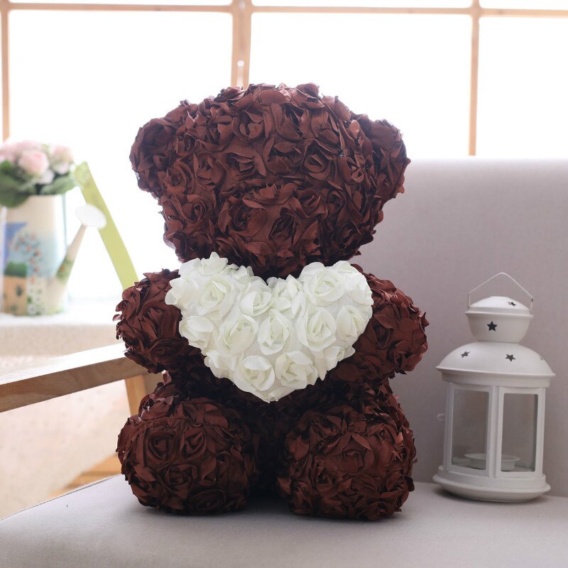 40cm Beautiful Rose Bear Plush Toys Women Valentine&#39;s Day Gift Soap Foam Artificial Plush Teddy Bear Doll Girlfriend Xmas Gift - Executive-Skincare