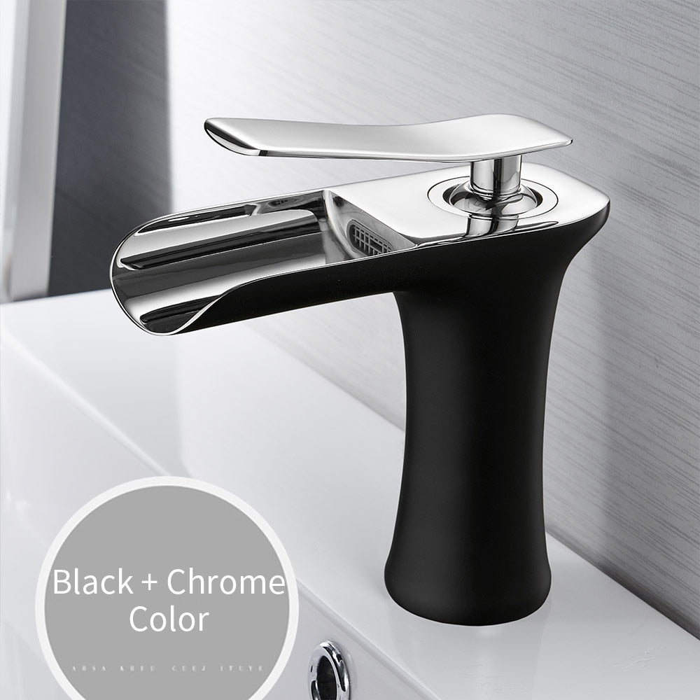 Basin Faucets Waterfall Bathroom Faucet Single handle Basin Mixer Tap Bath Antique Faucet Brass Sink Water Crane Silver 6009 - Executive-Skincare