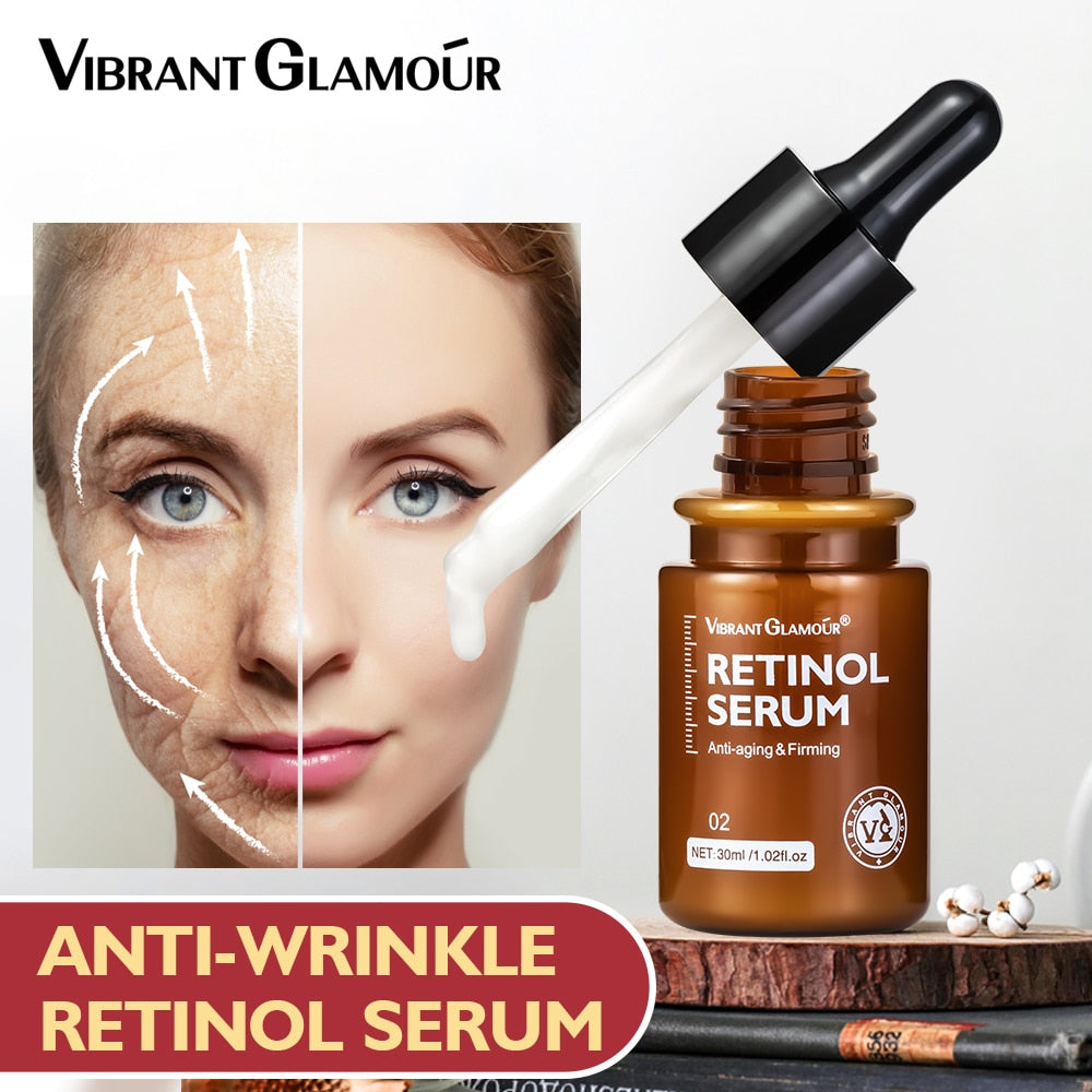 VIBRANT GLAMOUR Retinol Face Serum Moisturizing Whitening Firming Fade Fine Lines Anti-wrinkle Anti-aging Deep Care Essence 30ML - Executive-Skincare