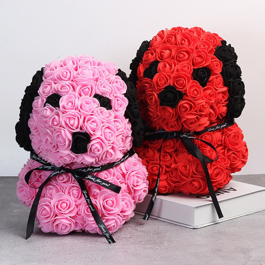 Dropshipping 25cm Teddy Rose dog Artificial Flower Rose of dog Christmas Decoration for Home Valentines Women Mother &#39;s Gifts - Executive-Skincare