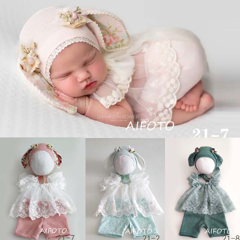 Newborn Photography Props Baby Outfits Hat Bunny Bonnets Set Clothes Bebes Fotografia Accessories Studio Shoots Photo Prop - Executive-Skincare