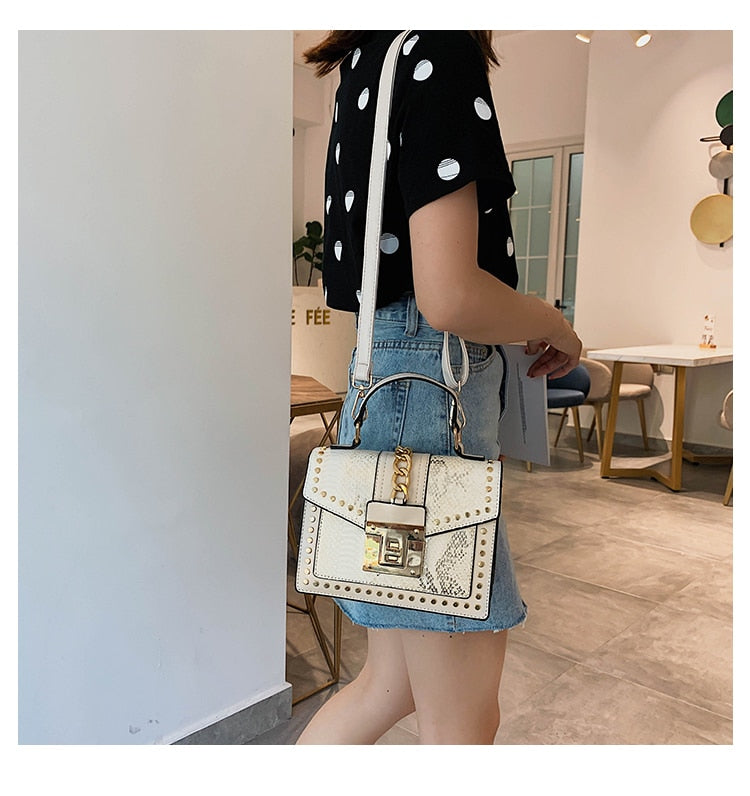 Elegant Sequins ladies handbag small 2022 new rivet Women&#39;s Shoulder Bag High-quality PU Leather Messenger bags for female totes - Executive-Skincare