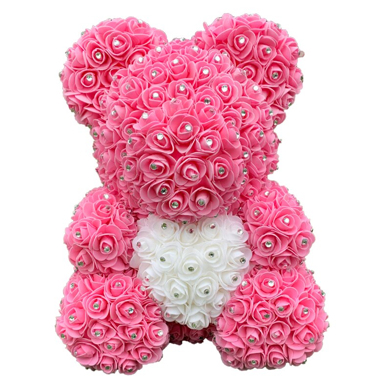 Handmade Teddy Rose Bear Heart Artificial PE Flower Women Valentine&#39;s Day Gifts Wedding Decoration Birthday Party Supplies - Executive-Skincare