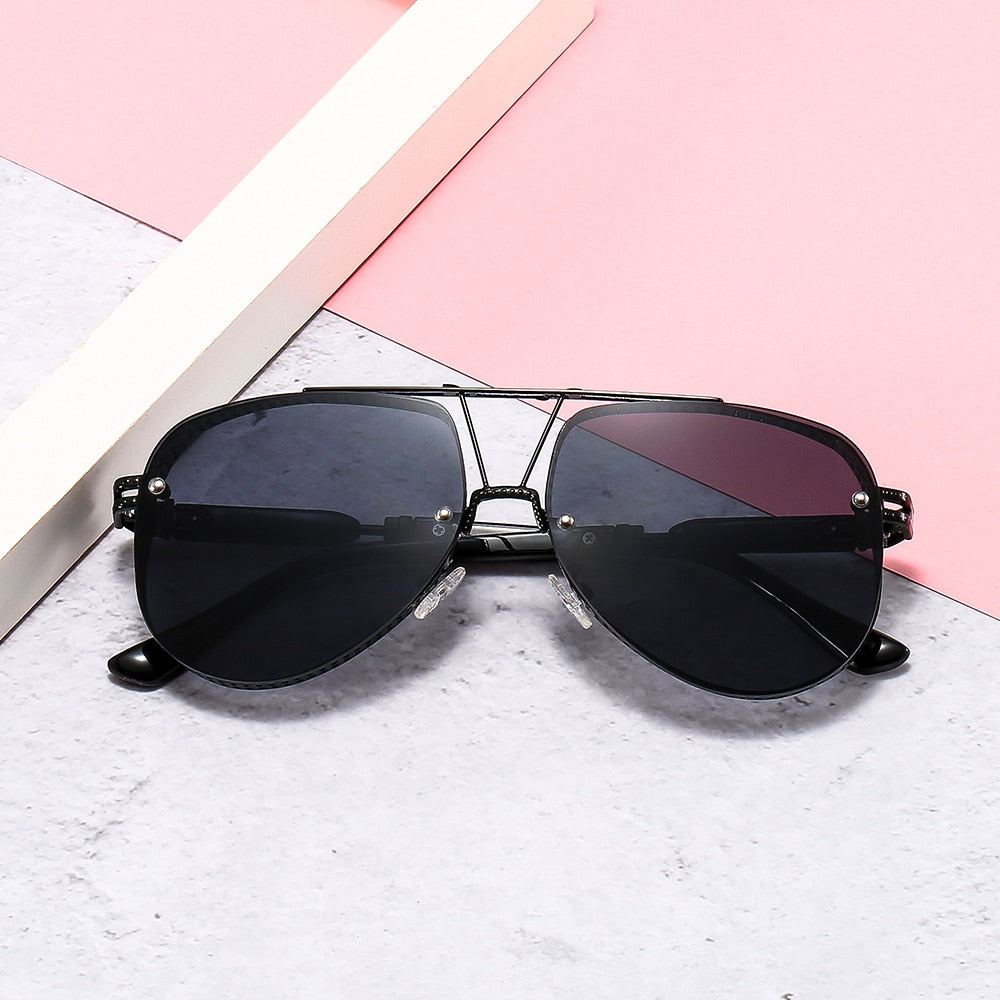 2021 New Hollow Pattern Oval Sunglasses Men Women Luxury Trend Brand Designer Metal Alloy Frame Gradients Lens conspicuous Pilot - Executive-Skincare