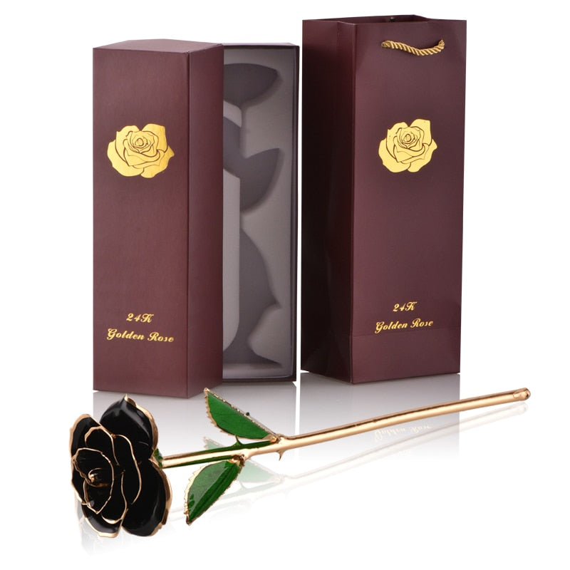 Gifts for Women 24k Gold Dipped Rose with Stand Eternal Flowers Forever Love In Box Girlfriend Wedding Christmas Gifts for Her - Executive-Skincare