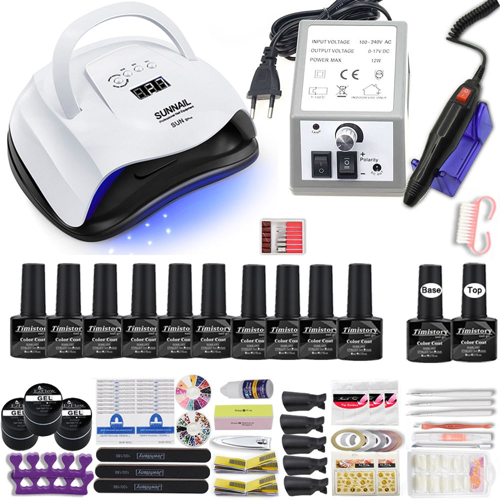 Nail Set for Nail 20 Kinds Nail Polish Kit with 20000RPM Nail drill Machine Nail lamp Acrylic Kit Nail Art Tools Nail Art Set - Executive-Skincare