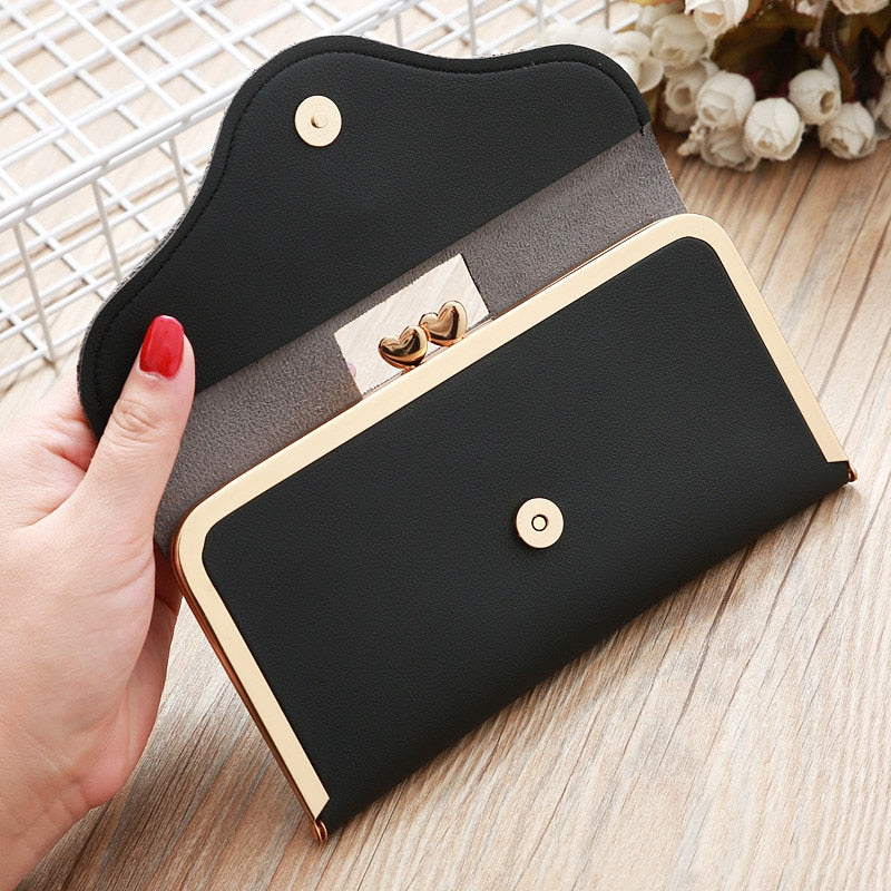 Crown Style Women Wallets Hasp Lady Moneybags Zipper Coin Purse Woman Envelope Wallet Money Cards ID Holder Bags Purses Pocket - Executive-Skincare