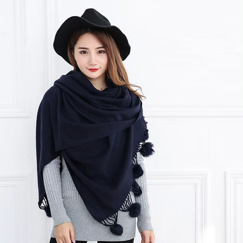 200*70cm Fashion Autumn Winter Warm Cashmere Scarf Dot Pattern Long Tassels Women Thicken Wrap Shawl Lady muffler Wool Pashmina - Executive-Skincare