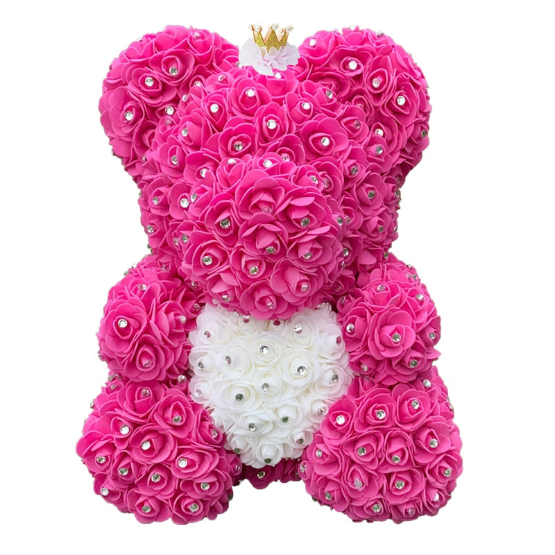 Drop shipping Valentine&#39;s Gifts Diamond Teddy Rose Bears 40cm Artificial Flower Bears For Girls Christmas Gifts - Executive-Skincare