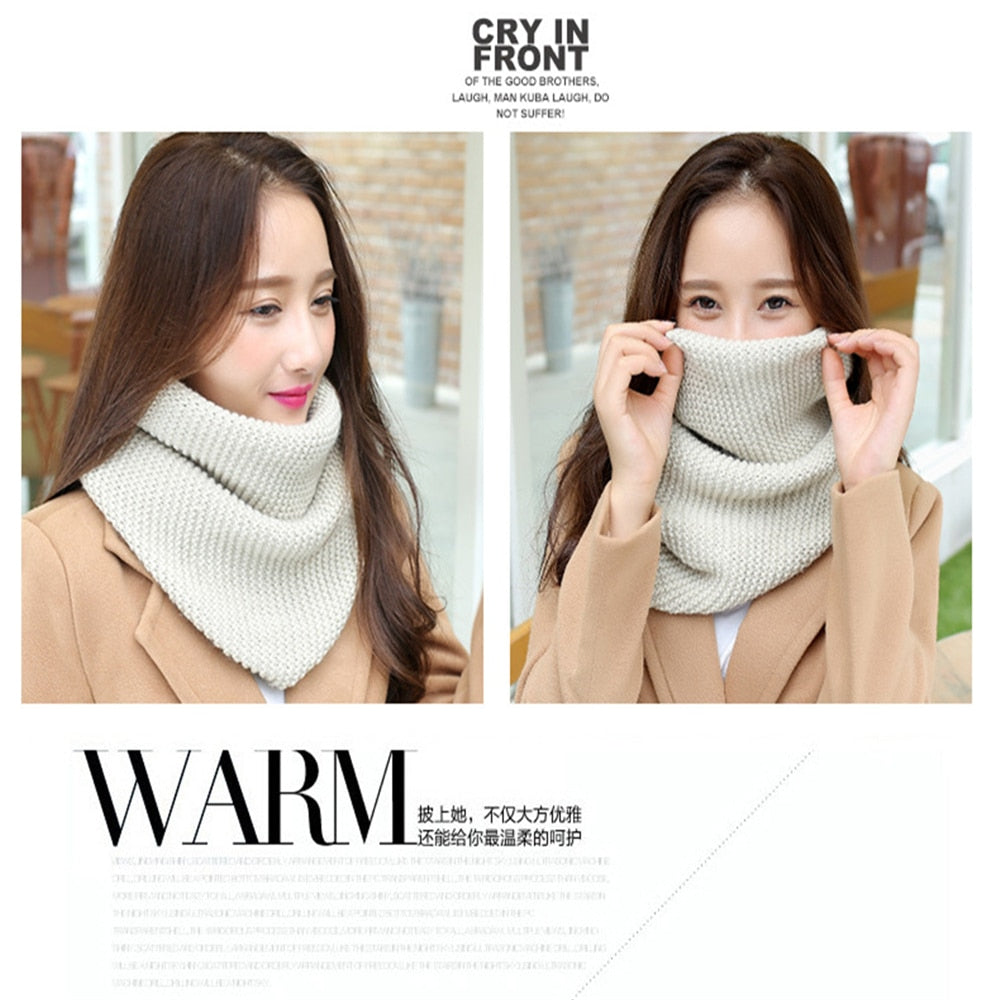 Winter new han edition scarves knitting wool collar woman with thick warm pure color 2 trap head scarf CN009 - Executive-Skincare