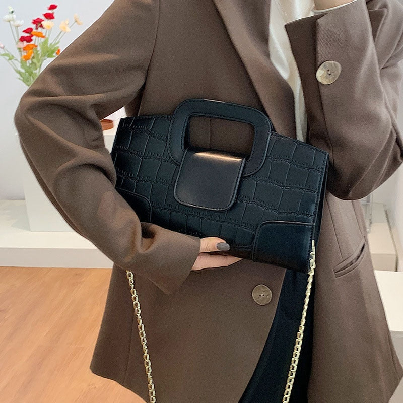 Women&#39;s Handbag 2021 Crocodile Pattern Leather Tote Small Square Bag Fashion Brand Shoulder Messenger Bags Female Black Clutch - Executive-Skincare