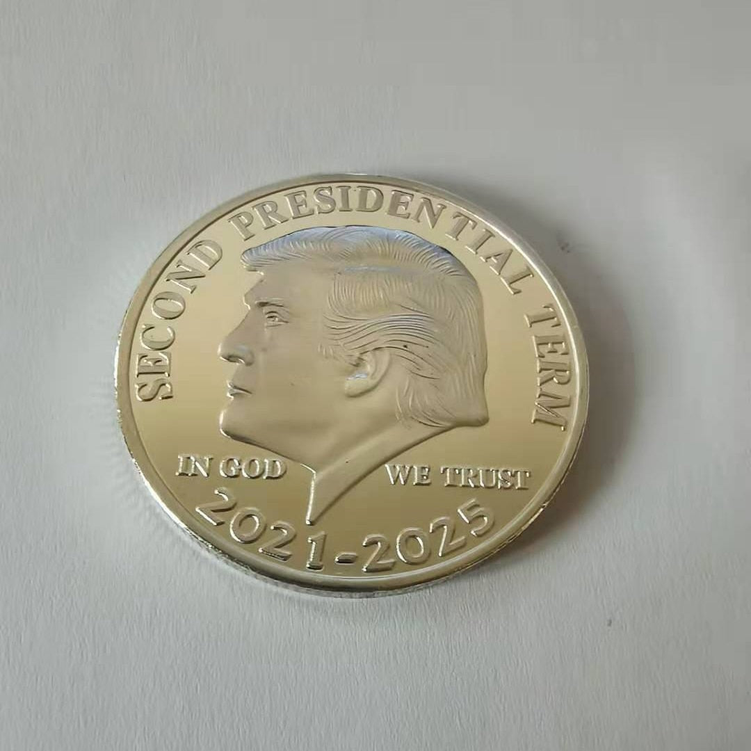 1PCS Gold Sliver US Donald Trump Commemorative Coin &quot;Second Presidential Term 2021-2025 IN GOD WE TRUST&quot; - Executive-Skincare