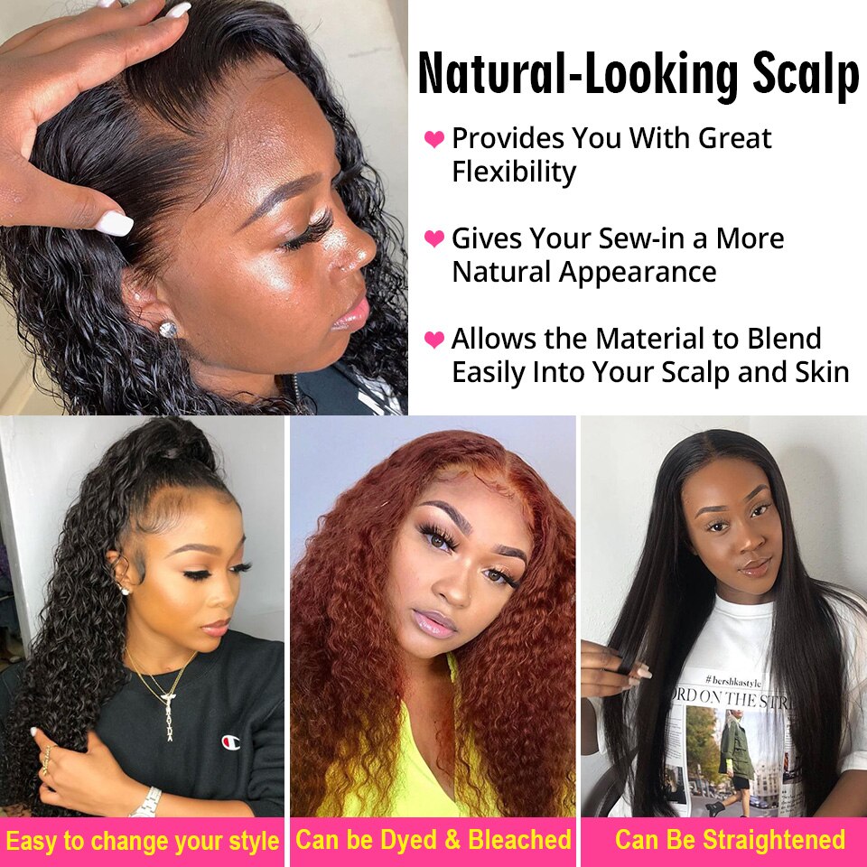 Water Wave 30Inch Lace Front Wig Human Hair Wigs Pre Plucked Middle Part Lace Wig Transparent Princess Hair Wig For Black Women - Executive-Skincare