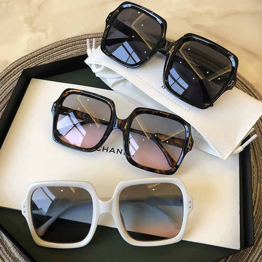 Vintage Oversize Square Sunglasses Women Luxury Brand Big Frame Women Sun Glasses Black Fashion Gradient Female Glasses Oculos - Executive-Skincare