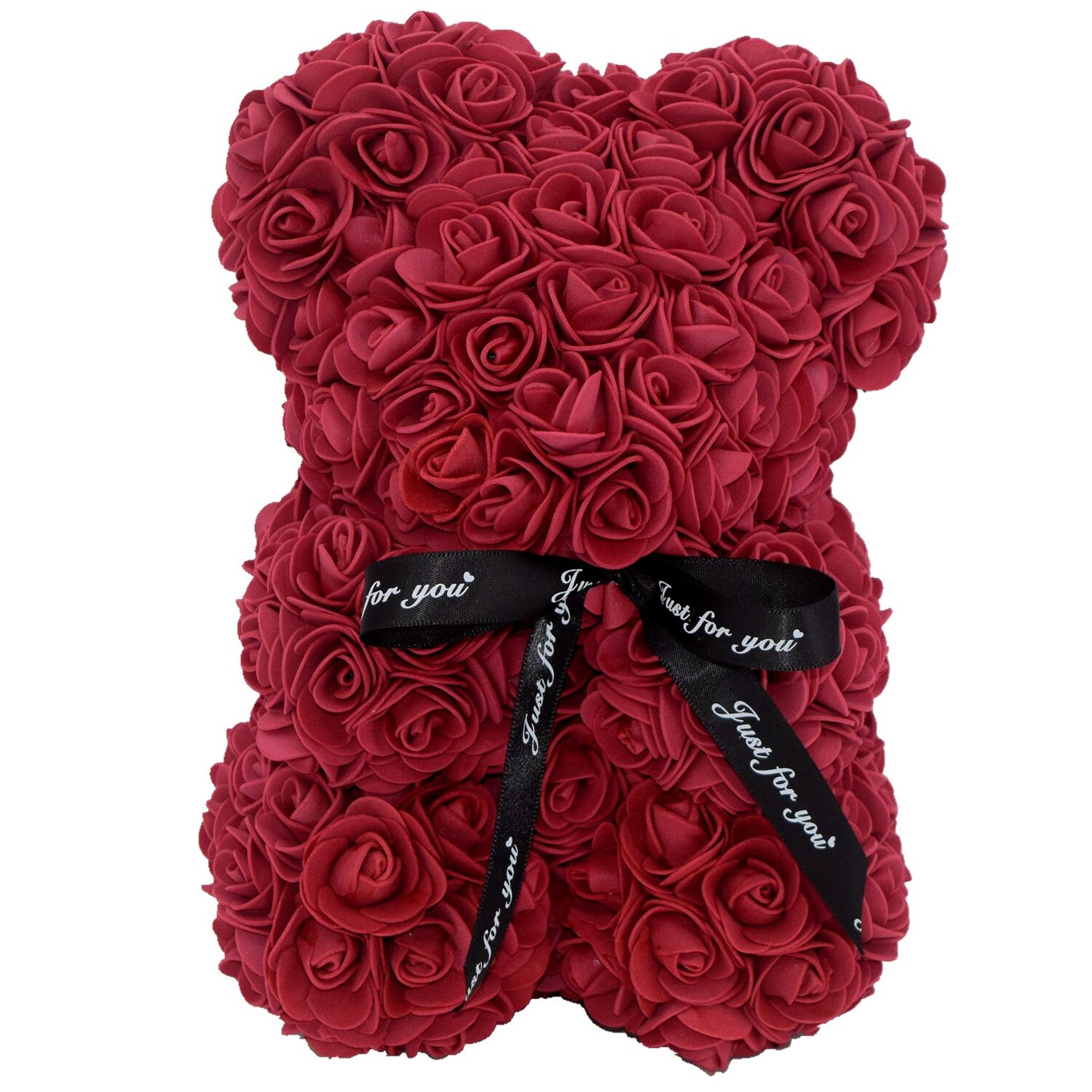 Rose Bear 25cm 10 Inches Artificial PE Foam Flower Teddy Handmade Gift for Valentine Birthday Girlfriend Wedding Decoration - Executive-Skincare