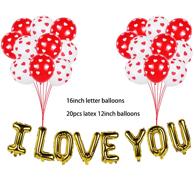 Red Love Valentine Balloons Heart Baloon for Engagement Wedding Decoration I Love You Background Photo Prop Valentines Day Decor - Executive-Skincare