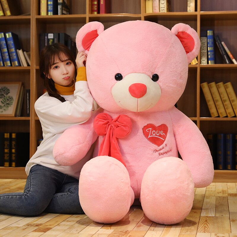 High Quality 80/100CM 4 Colors Teddy Bear With Scarf Stuffed Animals Bear Plush Toys Teddy Bear Doll Lovers Birthday Baby Gift - Executive-Skincare