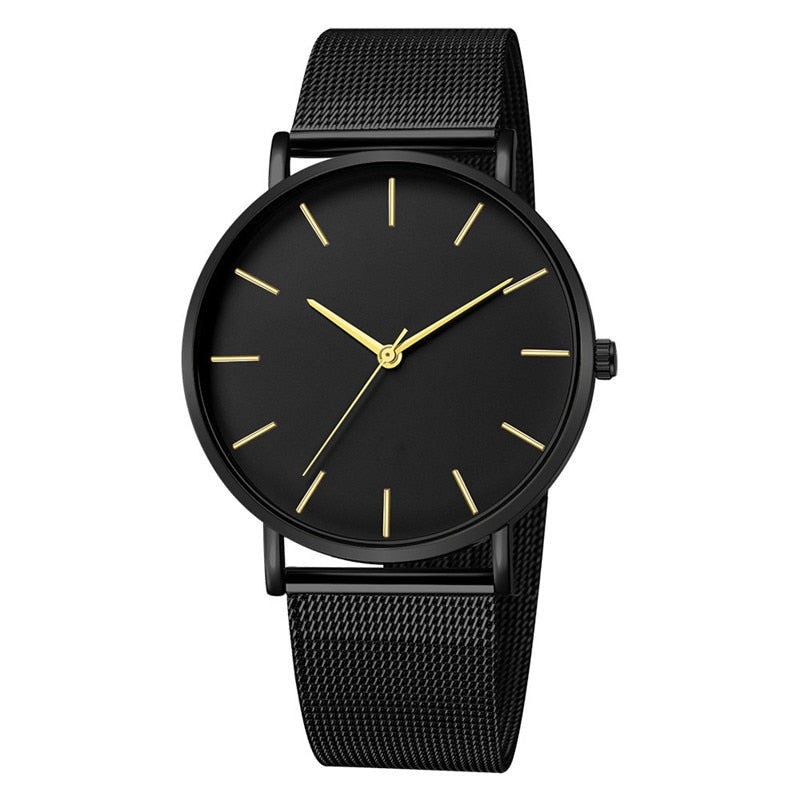 Men Watch Quartz Casual Watches Simple Metal Hour Reloj Quartz Watch Montre Mesh Stainless Steel erkek kol saati masculino clock - Executive-Skincare