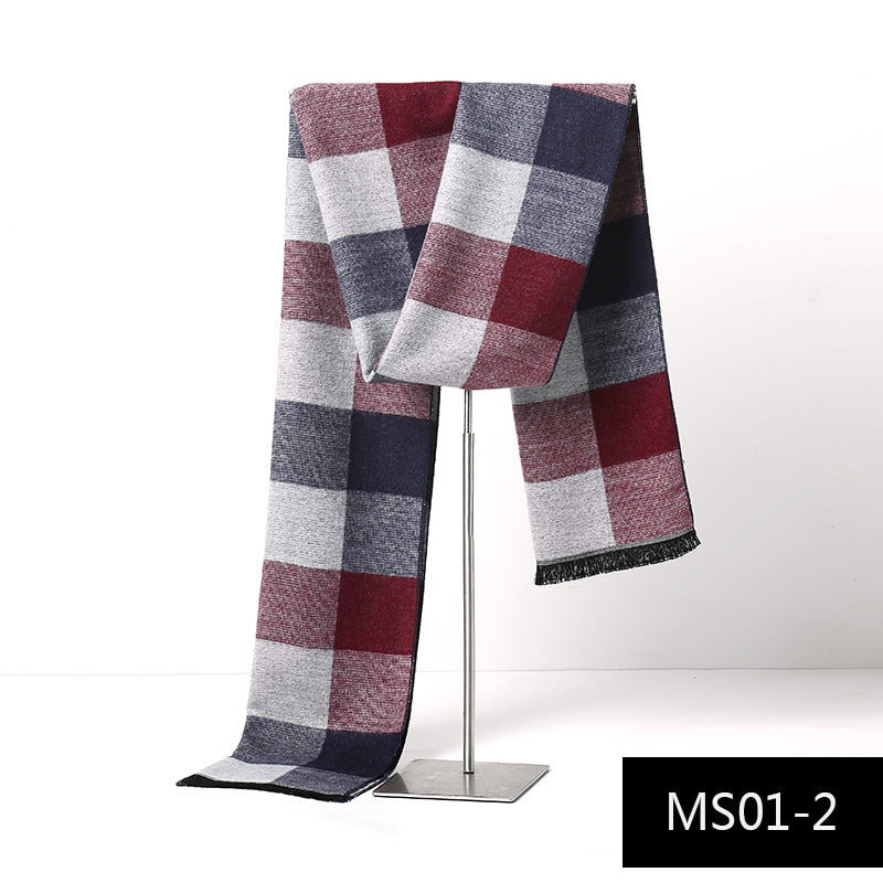 Luxury Brand Plaid Cashmere Scarf for Men Winter Warm Neckerchief Male Business Scarves Long Pashmina Christmas Gifts - Executive-Skincare