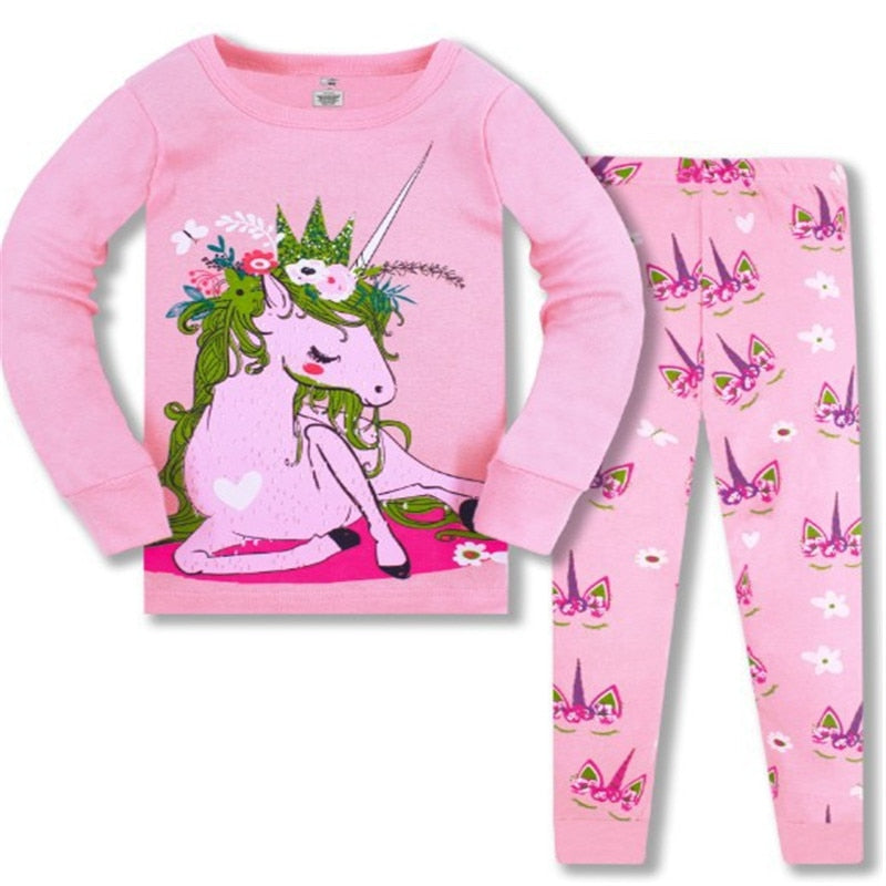 Unicorn Girls Pajamas Set Kids Baby Spring Autumn Sweet Suit Cartoon Infantil Children Sleepwear Clothes - Executive-Skincare