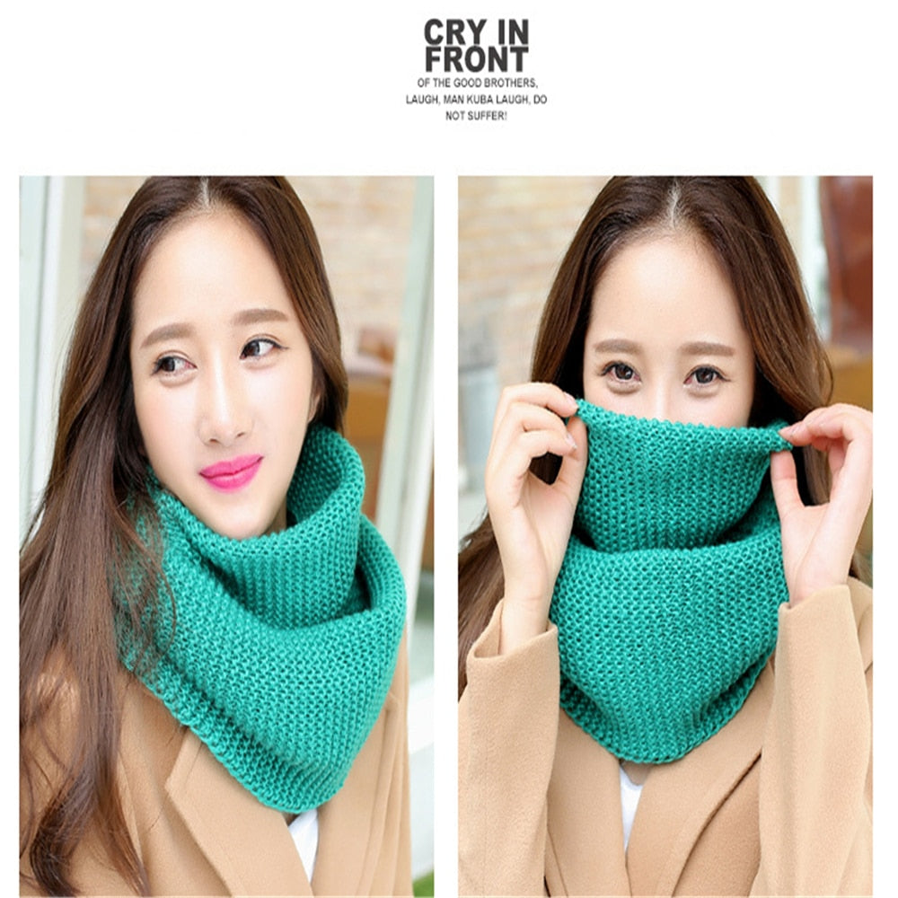 Winter new han edition scarves knitting wool collar woman with thick warm pure color 2 trap head scarf CN009 - Executive-Skincare