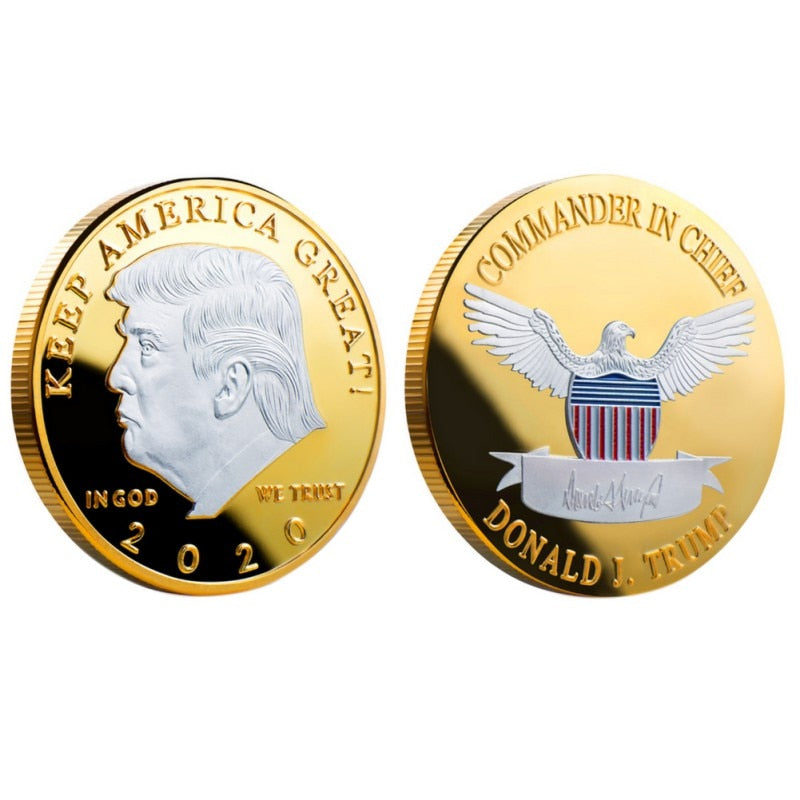 1PCS Gold Sliver US Donald Trump Commemorative Coin &quot;Second Presidential Term 2021-2025 IN GOD WE TRUST&quot; - Executive-Skincare