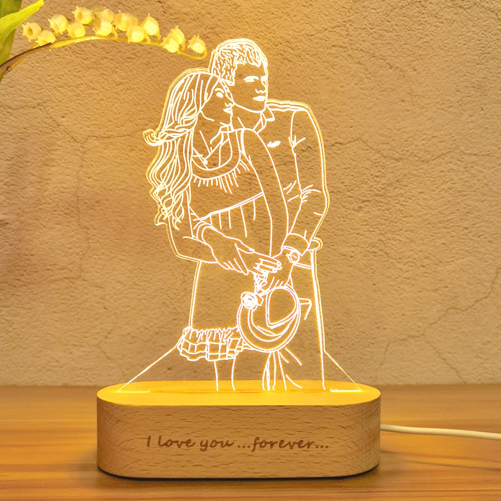 Personalized Custom Photo 3D Lamp Text Customized Bedroom Night Light Wedding Anniversary Birthday Mother&#39;s Father&#39;s Day Gift - Executive-Skincare